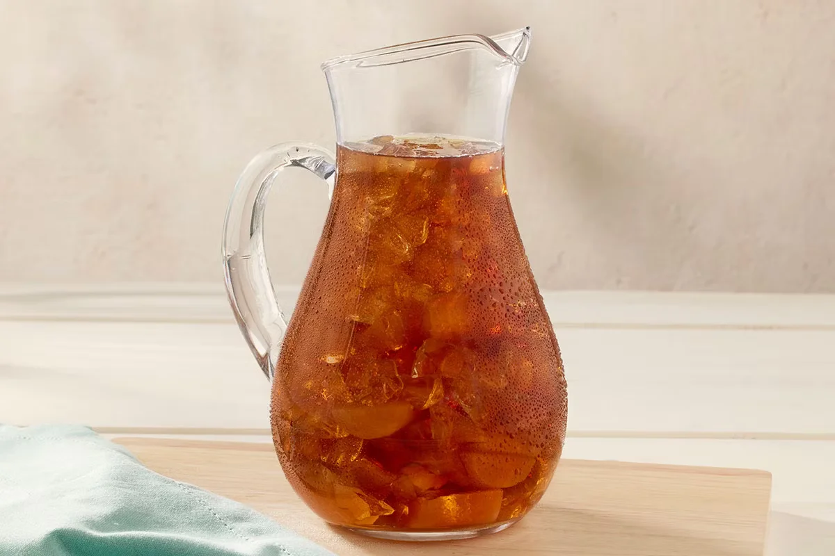 Cracker Barrel's Freshly Brewed Unsweetened Iced Tea Half Gallon, a crisp and refreshing sugar-free tea served chilled.