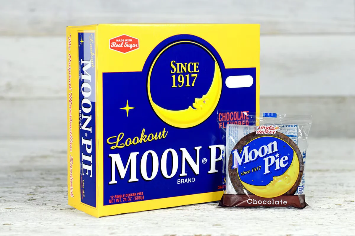 MoonPie Chocolate, 2.75 oz, 12 Count Pack featuring marshmallow-filled chocolate pies in a classic Southern treat.