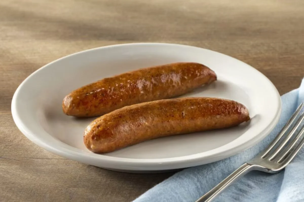 Cracker Barrel's Spicy Chicken Sausage, seasoned with bold spices and cooked to perfection as a flavorful breakfast side.