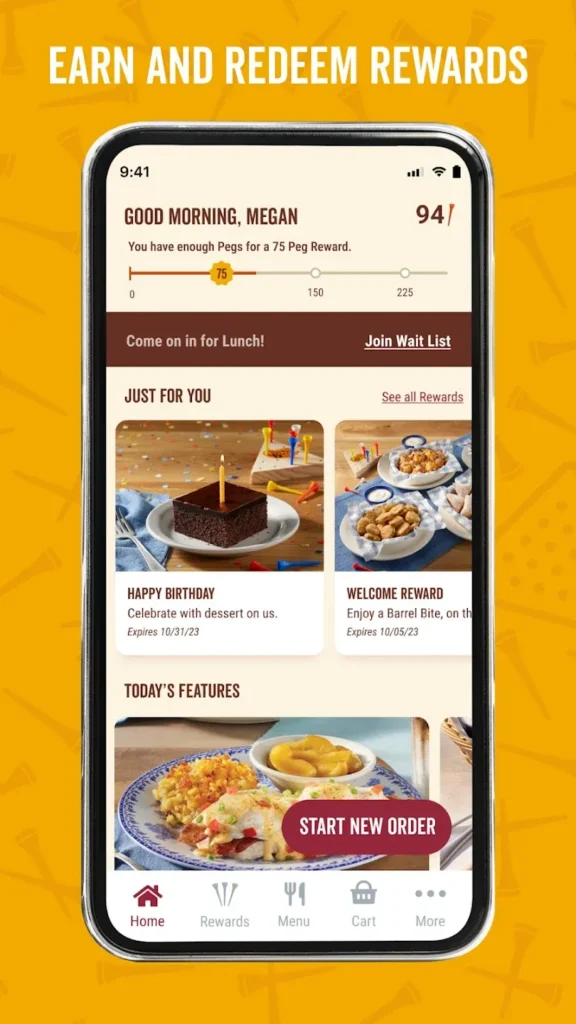 Cracker Barrel App for Takeout